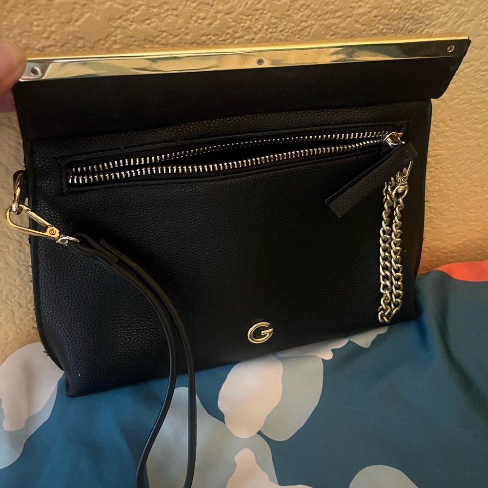 G by Guess Black Clutch with Gold Accents - Picture 2 of 2